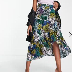 ASOS DESIGN Floral Wrap Midi Skirt